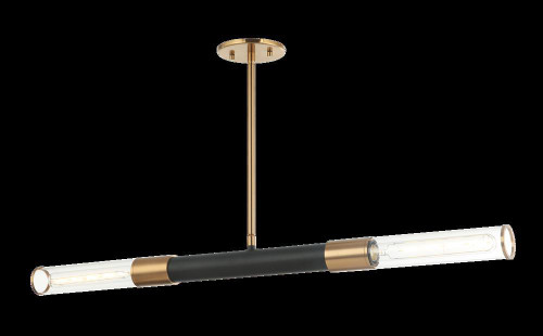 Matteo Lighting Tubo Pendant, 2-Light, Black, Brass, 35"W (C61202MBAG 305XQXP) 