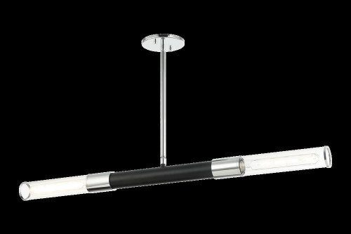 Matteo Lighting Tubo Pendant, 2-Light, Black, Chrome, 35"W (C61202MBCH 305XQXQ) 