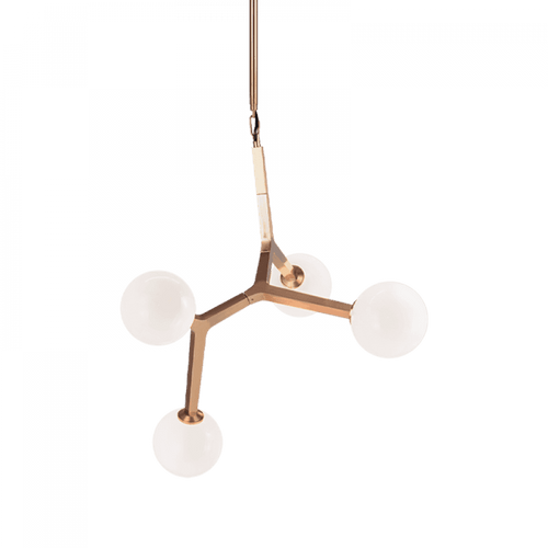 Matteo Lighting Rami Pendant, 4-Light, Aged Gold Brass, Opal Glass Shade, 24.88"L (C81514AGOP 305XRYF) 