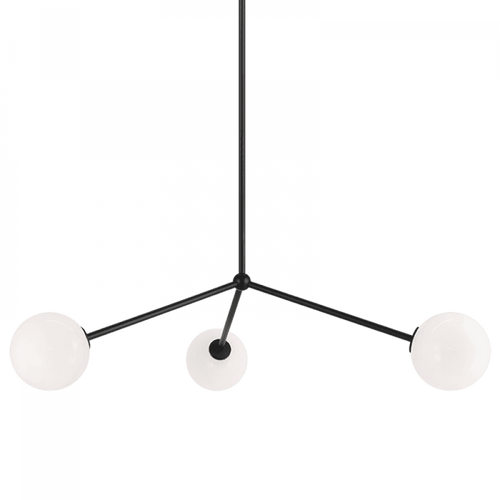 Matteo Lighting Novo Pendant, 3-Light, Black, Opal Glass Shade, 35"L (C81703BKOP 305XRYT) 
