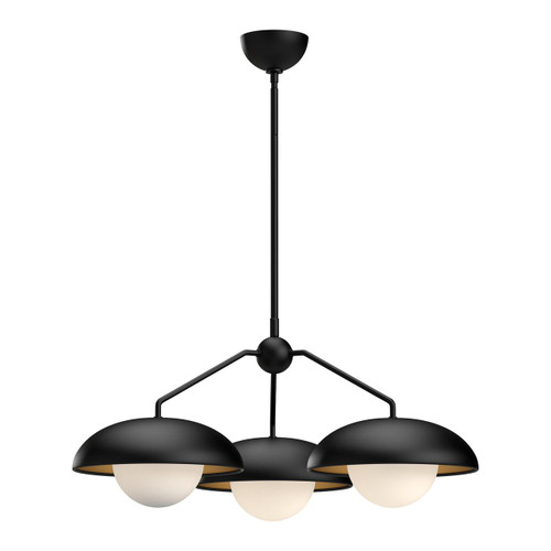 Alora Lighting Rubio Chandelier, 3-Light, Matte Black, Opal Matte Glass, 27.75"D 
