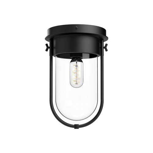 Alora Lighting Cyrus Flush Mount, 1-Light, Matte Black, Clear Glass, 11.5"H 