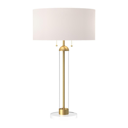 Alora Lighting Sasha Table Lamp, 2-Light, Brushed Gold, White Linen, 31"H 
