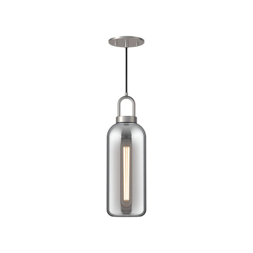 Alora Lighting Soji Pendant, 1-Light, Brushed Nickel, Smoked Solid Glass, 14.88"H 