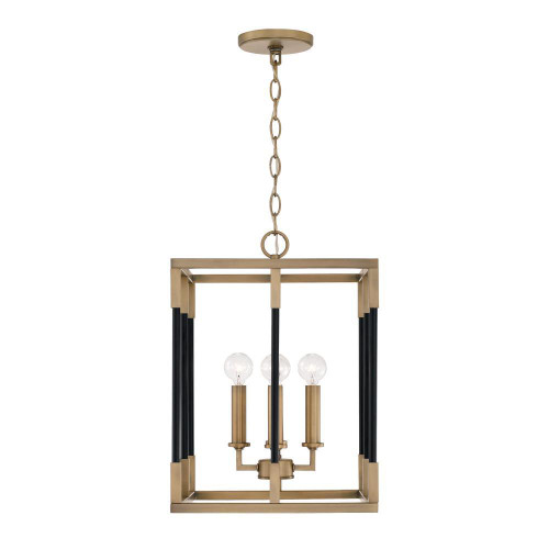 Capital Bleeker Foyer, Aged Brass and Black, 13"W 