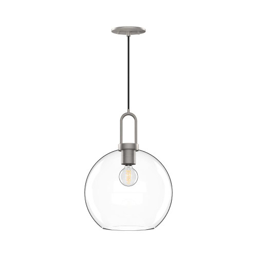 Alora Lighting Soji Pendant, 1-Light, Brushed Nickel, Clear Glass, 14.38"H 