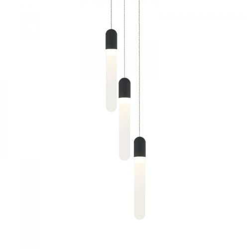 Matteo Lighting Aydin Pendants, 3-Lights, LED, Matte Black, Frosted Glass Shade, 157"H (C65803MB 305XRY5) 