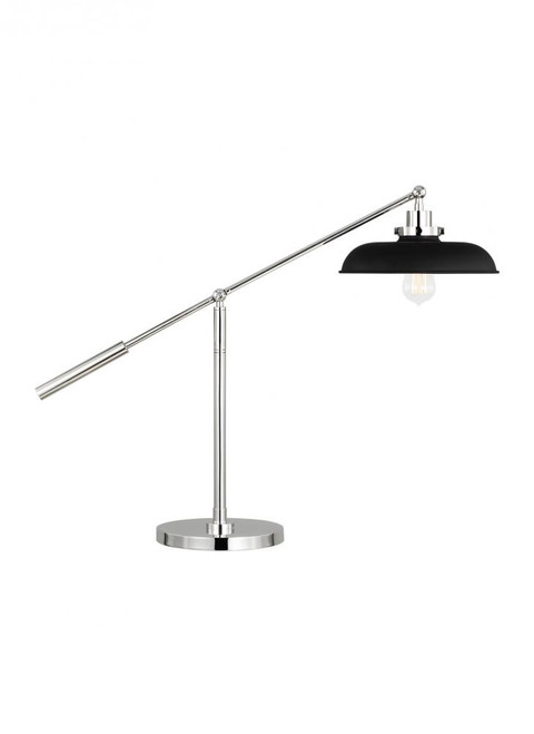 Wellfleet LED Desk Lamp, 1-Light, Midnight Black and Polished Nickel, Midnight Black Shade, 23.38"H (CT1111MBKPN1 706X0C9)