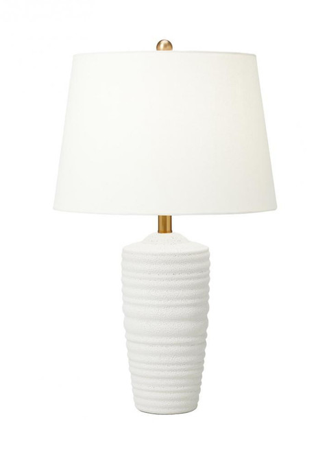 Visual Comfort & Co. Studio Collection Waveland Table Lamp, 1-Light, LED, Porous White, White Linen Shade, 28"H (CT1201PRW1 706X0CP) 