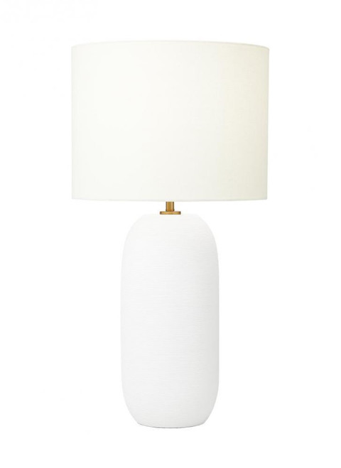 Visual Comfort & Co. Studio Collection Fanny Table Lamp, 1-Light, LED, Matte White Ceramic, White Linen Shade, 28.13"H (HT1061MWC1 706X18Y) 