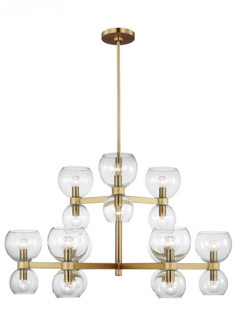 Londyn Chandelier, 18-Light, Burnished Brass with Clear, Clear Shade, 36.5"W (KSC10018BBSCG 706X190)