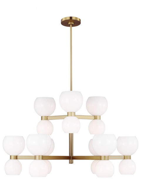 Londyn Chandelier, 18-Light, Burnished Brass with Milk , Milk White Shade, 36.5"W (KSC10018BBSMG 706X191)