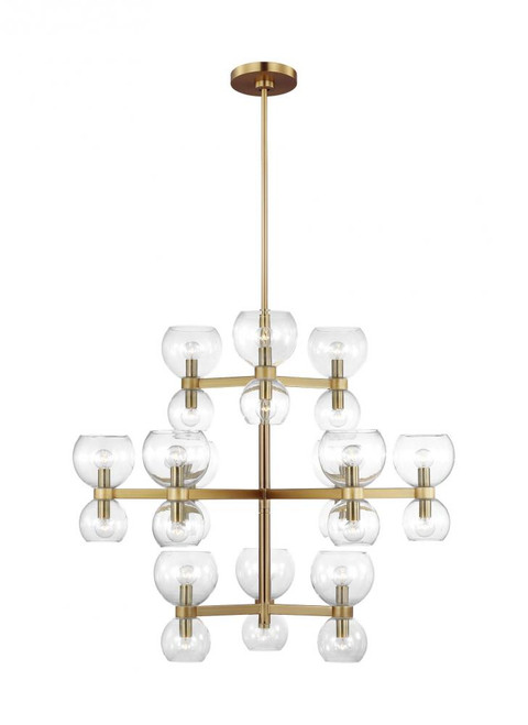 Londyn Chandelier, 24-Light, Burnished Brass with Clear, Clear Shade, 36.5"W (KSC10124BBSCG 706X192)