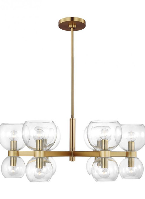 Visual Comfort & Co. Studio Collection Londyn Chandelier, 12-Light, Burnished Brass with Clear, Clear Shade, 28"W (KSC10212BBSCG 706X194) 