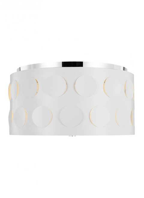 Visual Comfort & Co. Studio Collection Dottie Flush Mount, 3-Light, Polished Nickel, Etched Shade, 17.88"W (KSF1013PN 706X0AQ) 