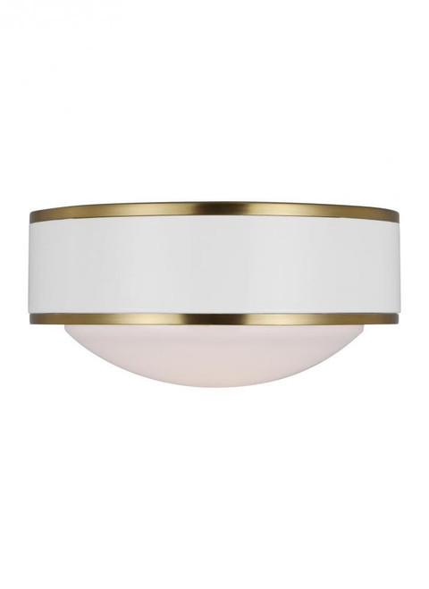 Visual Comfort & Co. Studio Collection Monroe Flush Mount, 1-Light, LED, Burnished Brass with Glossy White, Milk White Shade, 5"W (KSF1061BBSGW 706X19Z) 