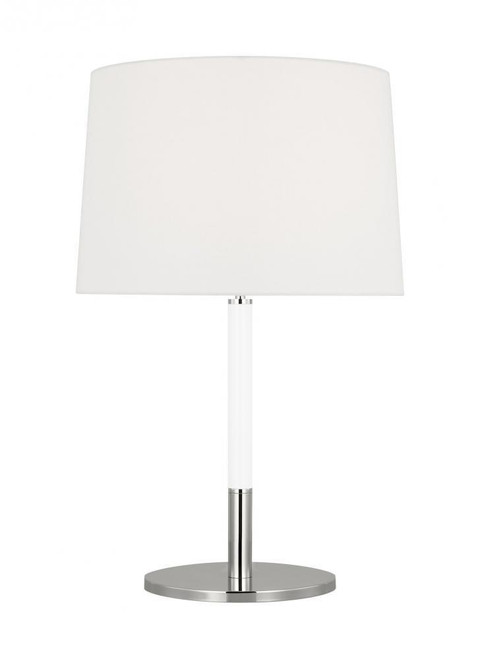 Visual Comfort & Co. Studio Collection Monroe Table Lamp, 1-Light, LED, Polished Nickel, White Linen Shade, 27.13"H (KST1041PNGW1 706X1AY) 