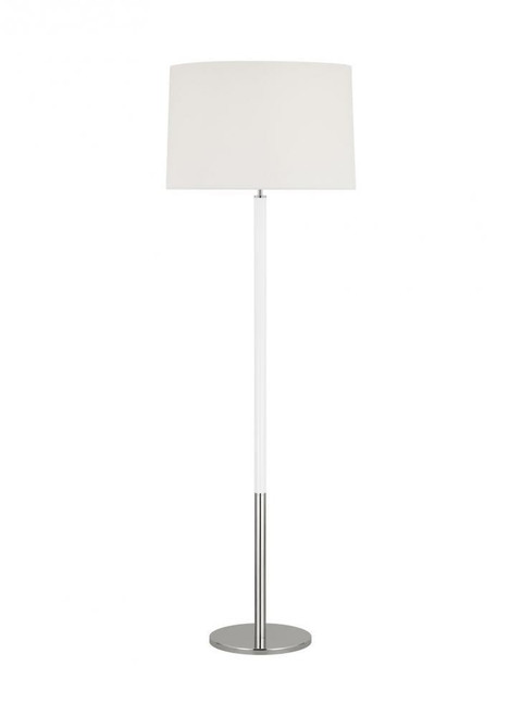 Visual Comfort & Co. Studio Collection Monroe Floor Lamp, 1-Light, LED, Polished Nickel, White Linen Shade, 61.88"H (KST1051PNGW1 706X1C0) 