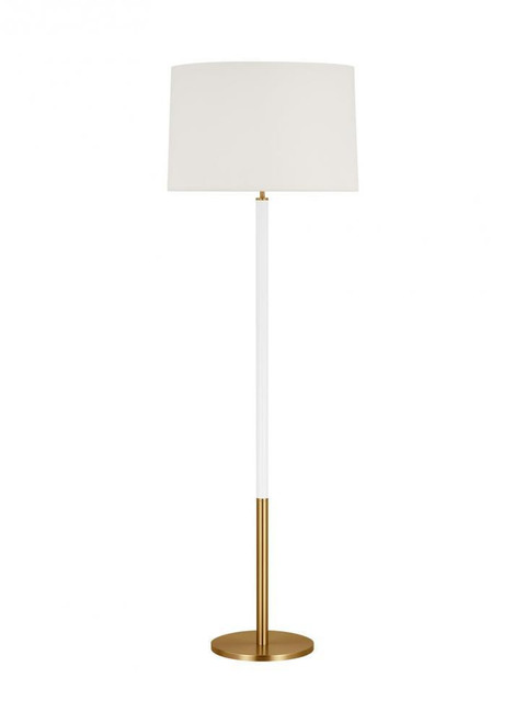 Visual Comfort & Co. Studio Collection Monroe Floor Lamp, 1-Light, LED, Burnished Brass with Glossy White, White Linen Shade, 61.88"H (KST1051BBSGW1 706X1AZ) 