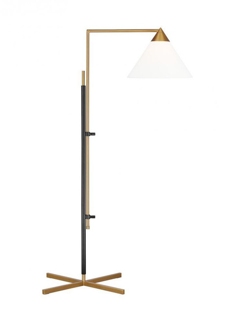 Visual Comfort & Co. Studio Collection Antonina Task Floor Lamp, 1-Light, LED, Burnished Brass and Deep Bronze, White Linen Shade, 42.75"H (KT1301BBSBNZ1 706X27V) 