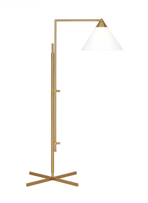 Visual Comfort & Co. Studio Collection Antonina Task Floor Lamp, 1-Light, LED, Burnished Brass, White Linen Shade, 42.75"H (KT1301BBS1 706X27U) 