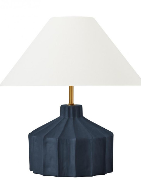 Visual Comfort & Co. Studio Collection Veneto Table Lamp, 1-Light, LED, Matte Medium Blue Wash, White Linen Shade, 18.5"H (KT1321MMBW1 706X27Z) 