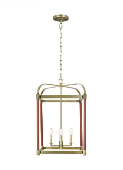 Visual Comfort & Co. Studio Collection Hadley Lantern, 4-Light, Time Worn Brass, 25.5"H (LC1144TWB 706X289) 