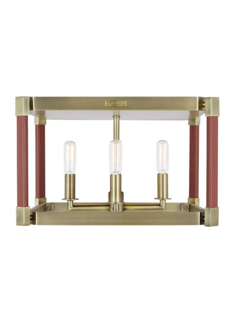 Visual Comfort & Co. Studio Collection Hadley Flush Mount, 4-Light, Time Worn Brass, 14.88"W (LF1034TWB 706X28N) 
