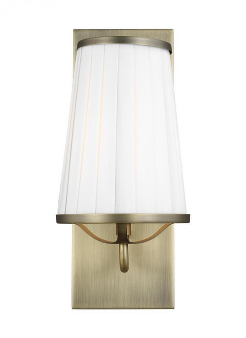 Visual Comfort & Co. Studio Collection Esther Wall Sconce, 1-Light, Time Worn Brass, White Linen Shade, 13"H (LW1091TWB 706X29F) 