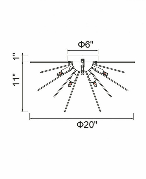 CWI Lighting Savannah Flush Mount, 6-Light, Black, 20"W (1034C20-6-101 3069PC7) 