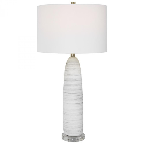 Uttermost Levadia Table Lamp, 1-Light, White Glaze, White Fabric Drum Shade, 32"H (30004-1 A6FL5) 