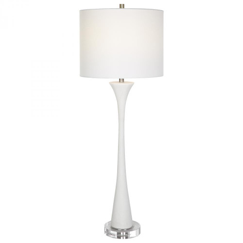 Uttermost Fountain Marble Buffet Lamp, 1-Light, White, White Fabric Shade, 34"H (30040 A6FLD) 