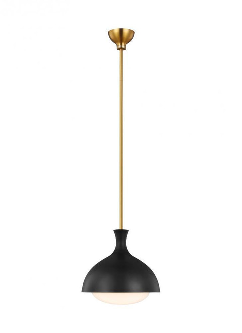 Visual Comfort & Co. Studio Collection Lucerne Pendant, 1-Light, Midnight Black And Burnished Brass, Milk White Shade, 11.5"W (AEP1021BBSMBK 706WZCQ) 