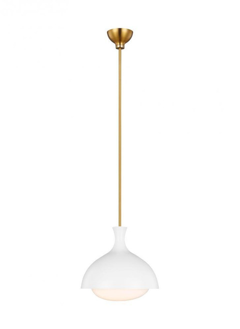 Visual Comfort & Co. Studio Collection Lucerne Pendant, 1-Light, Matte White And Burnished Brass, Milk White Shade, 11.5"W (AEP1021BBSMWT 706WZCR) 
