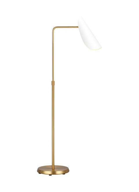 Visual Comfort & Co. Studio Collection Tresa Floor Lamp, 1-Light, LED, Matte White And Burnished Brass, 47"H (AET1001BBSMWT1 706X0AT) 