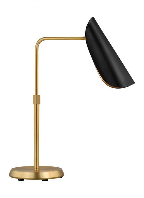 Visual Comfort & Co. Studio Collection Tresa Table Lamp, 1-Light, LED, Midnight Black And Burnished Brass, Midnight Black Shade, 29.25"H (AET1011BBSMBK1 706X0AU) 