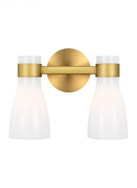 Visual Comfort & Co. Studio Collection Moritz Bathroom Vanity Light, 2-Light, Burnished Brass with Milk , Milk White Shade, 14.5"W (AEV1002BBSMG 706WZD1) 