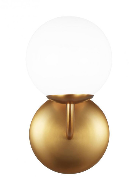 Visual Comfort & Co. Studio Collection Galassia Bathroom Vanity Light, 1-Light, Burnished Brass, Milk White Shade, 5"W (AEV1011BBS 706WZD3) 