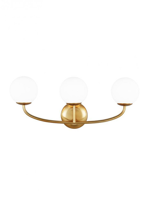 Visual Comfort & Co. Studio Collection Galassia Bathroom Vanity Light, 3-Light, Burnished Brass, Milk White Shade, 23"W (AEV1013BBS 706WZD8) 