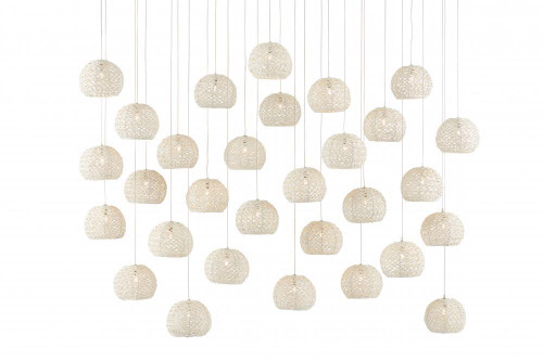 Currey and Company Piero White 30-Light Linear Multi-Drop Pendant 