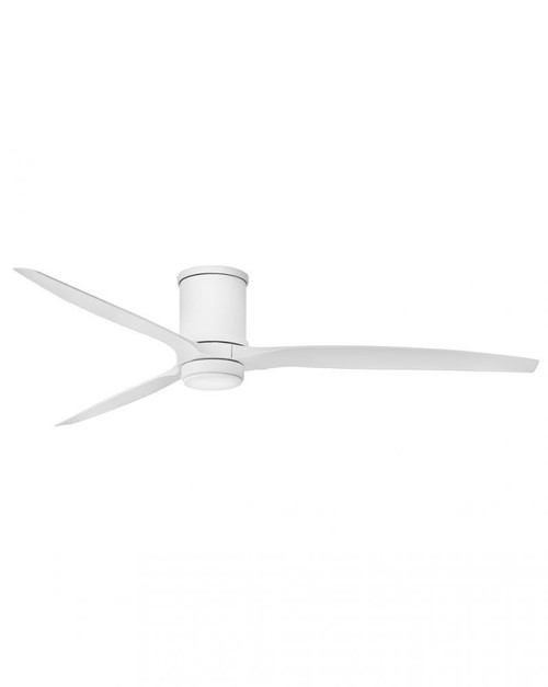 Hinkley Hover Flush Mount Ceiling Fan, 3-Blade, 1-Light, LED, Matte White, Matte White Blades, Etched Opal Glass, 72"W (900872FMW-LWD 9U78D) 