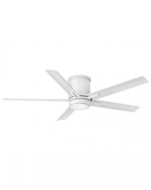 Hinkley Vail Flush Ceiling Fan, 5-Blade, 1-Light, LED, Matte White, Matte White Blades, 52"W (902552FMW-LWD 9U78T) 