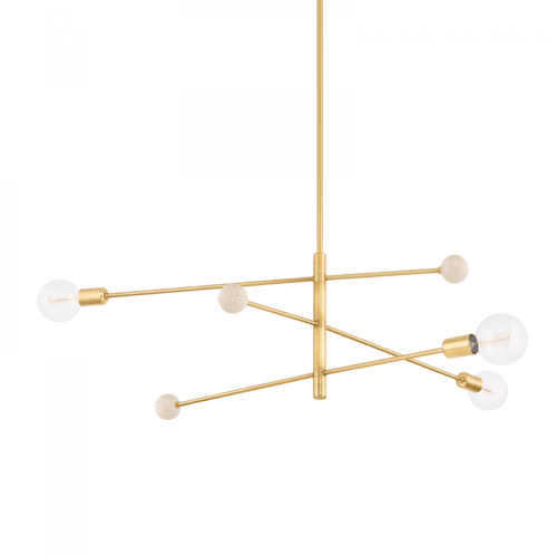 Mitzi by Hudson Valley Lighting Slater Chandelier, 3-Light, Aged Brass, 65.75"W (H491803-AGB 608UHCE) 