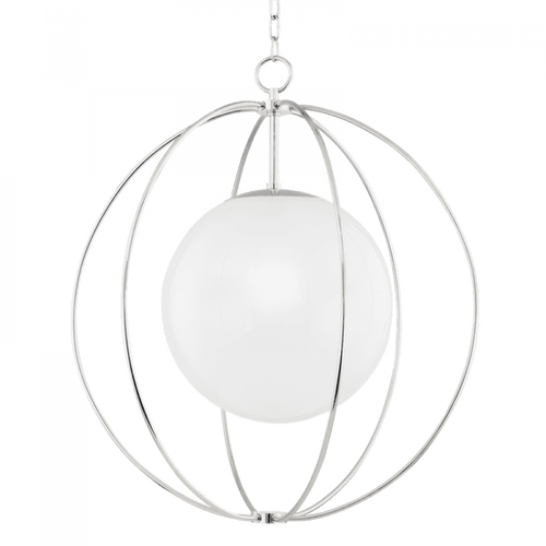 Mitzi by Hudson Valley Lighting Lyla Large Pendant, 1-Light, Polished Nickel, 28"W (H500701L-PN 608UHCW) 