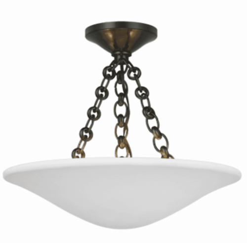Visual Comfort & Co. Signature Collection Mollino Semi Flush Mount, 3-Light, Bronze, Plaster White Shade, 16"W (ARN 4425BZ-PW CWY5P) 