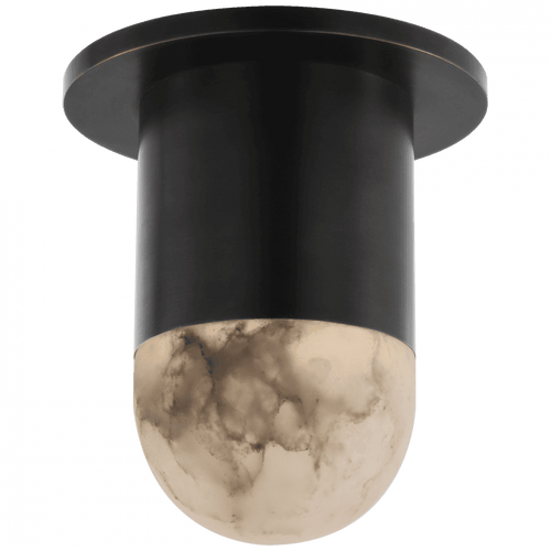 Visual Comfort & Co. Signature Collection Melange Mini Monopoint Flush Mount, 1-Light, LED, Bronze, Alabaster Shade, 3"W (KW 4018BZ-ALB CX243) 