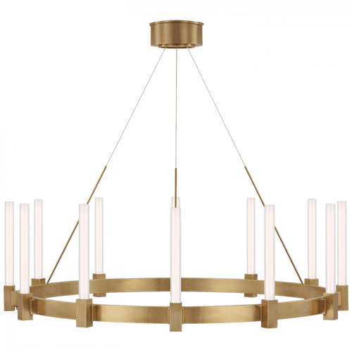 Visual Comfort & Co. Signature Collection Mafra Large Chandelier, 1-Light, LED, Hand-Rubbed Antique Brass, 36"W (IKF 5360HAB-WG CX50X) 