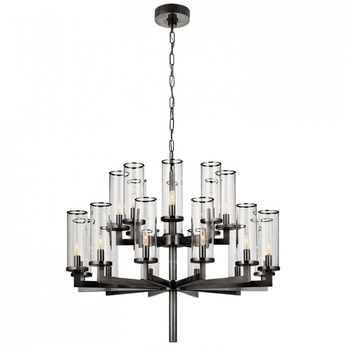 Visual Comfort & Co. Signature Collection Liaison Double Tier Chandelier, 20-Light, Bronze, 34"W (KW 5201BZ-CG CX155) 