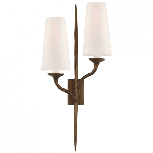 Visual Comfort & Co. Signature Collection Iberia Double Right Wall Sconce, 2-Light, Antique Bronze Leaf, 24"H (JN 2077ABL-L CX42R) 