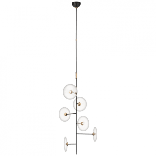 Visual Comfort & Co. Signature Collection Calvino Small Entry Chandelier, 1-Light, LED, Aged Iron and Hand-Rubbed Antique Brass, 20"W (S 5691AI/HAB-CG CX230) 